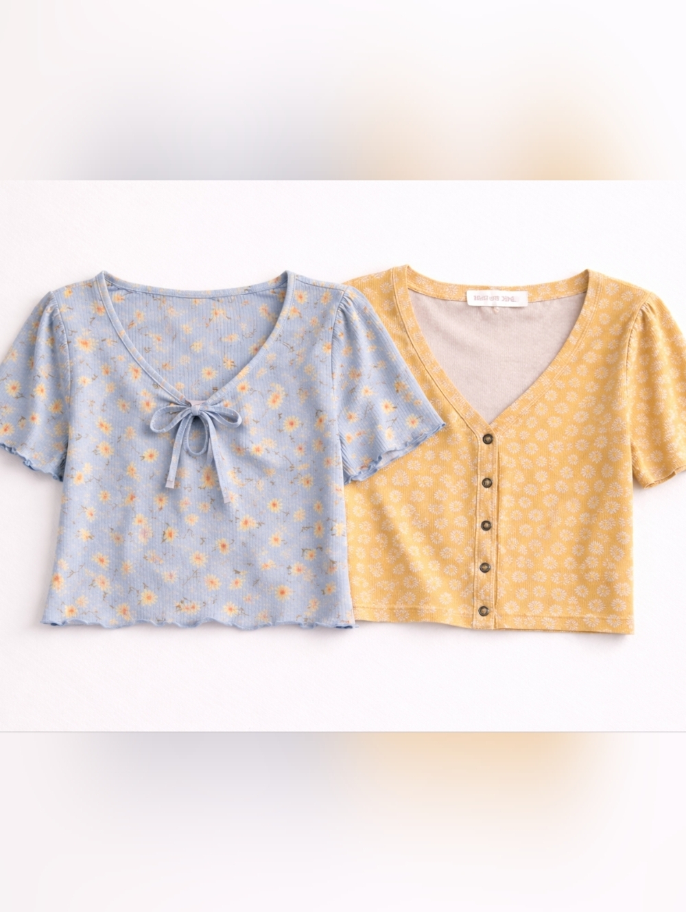 Floral Daisy Crop Top Set Summer Y2K Revival Vibes medium